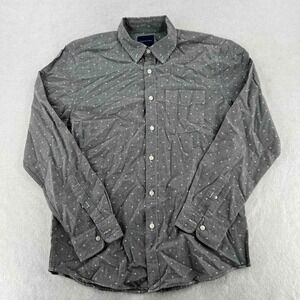 Old Navy Men's Gray Button Up Long-sleeves Collared Shirt Size Medium